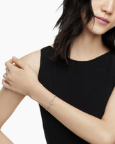 Petite Pavé Cross Chain Bracelet in Sterling Silver with Diamonds, 1.7mm